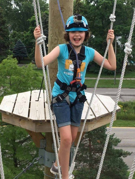 Toledo Zoo Aerial Adventure Course - Completing the First Challenge Course