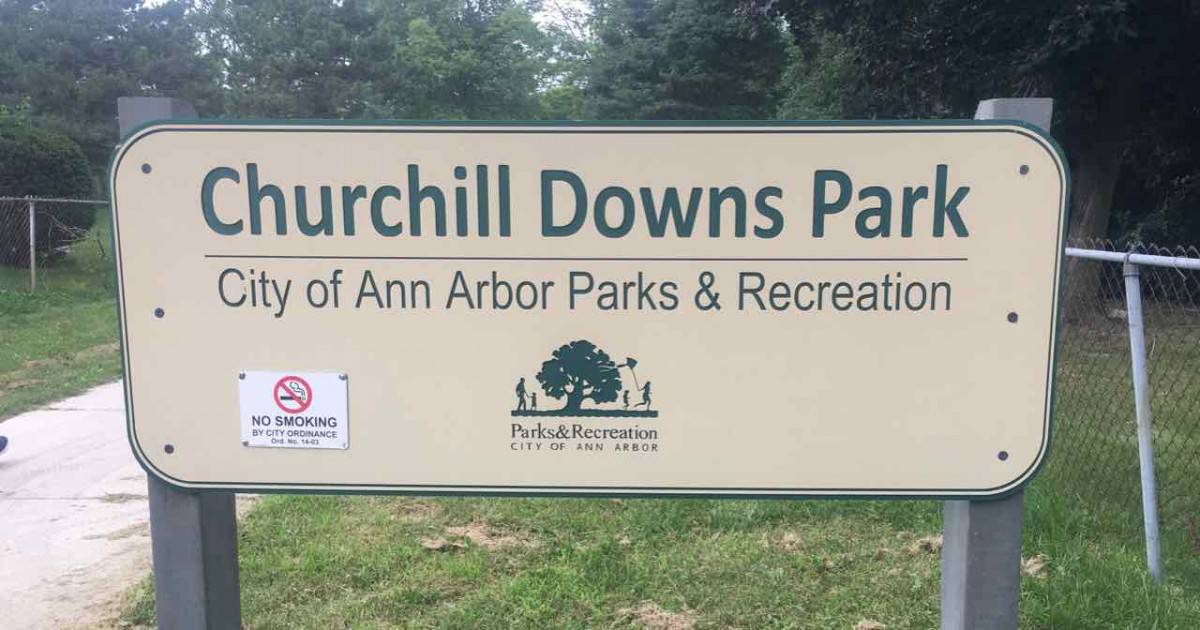 Ann Arbor's Churchill Downs Park Playground Profile - Sign