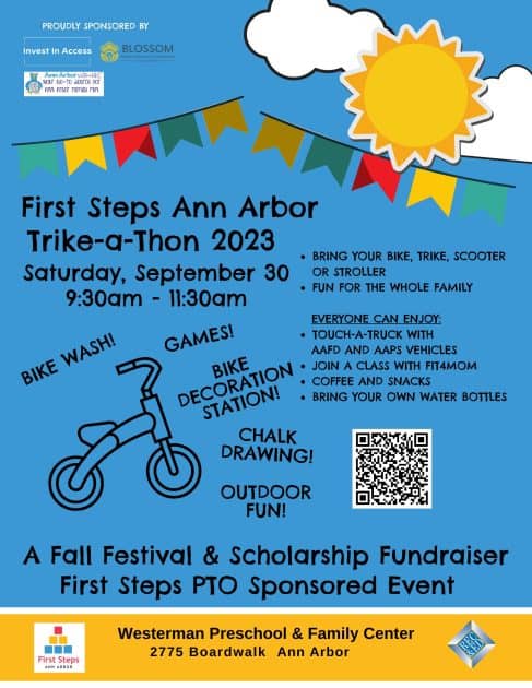 First Steps Trike a Thon Flyer - Flyer Text is repeated above and below the image