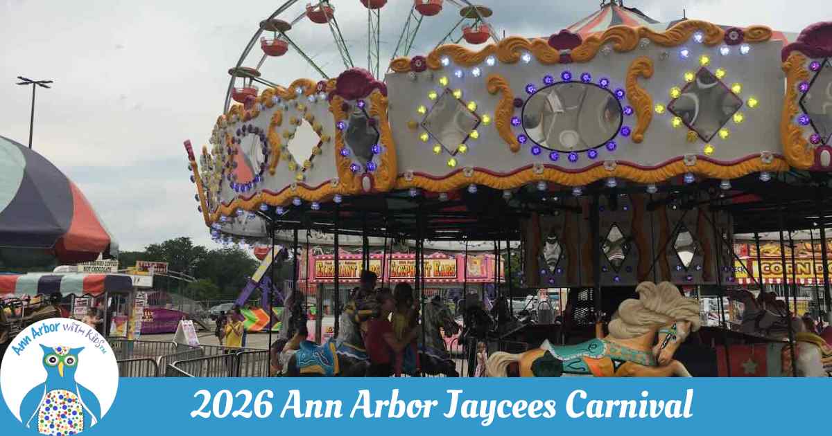 2026 Ann Arbor Jaycees Carnival - Carousel & giant wheel on midway