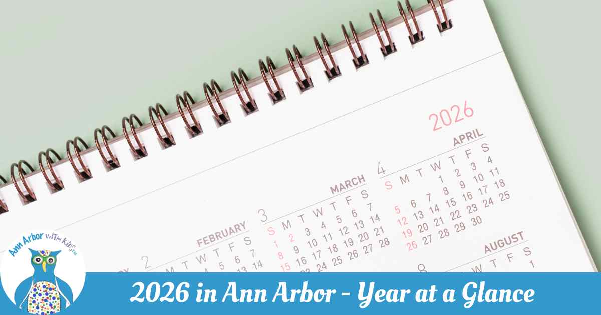 2026 in Ann Arbor - Year at a Glance - 2026 calendar bound at the top with a spiral
