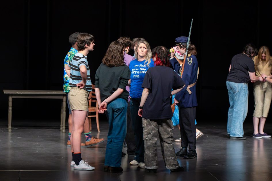 Skyline's Leaving Iowa - Actors and crew gather on stage