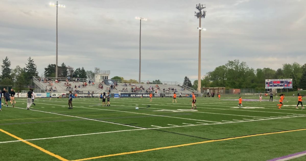 AFC Ann Arbor - kids on the field at halftime