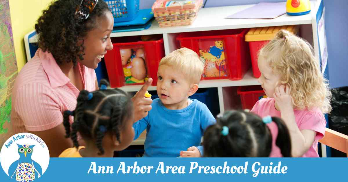 Ann Arbor Area Preschool Guide - a teacher in circle time with preschoolers