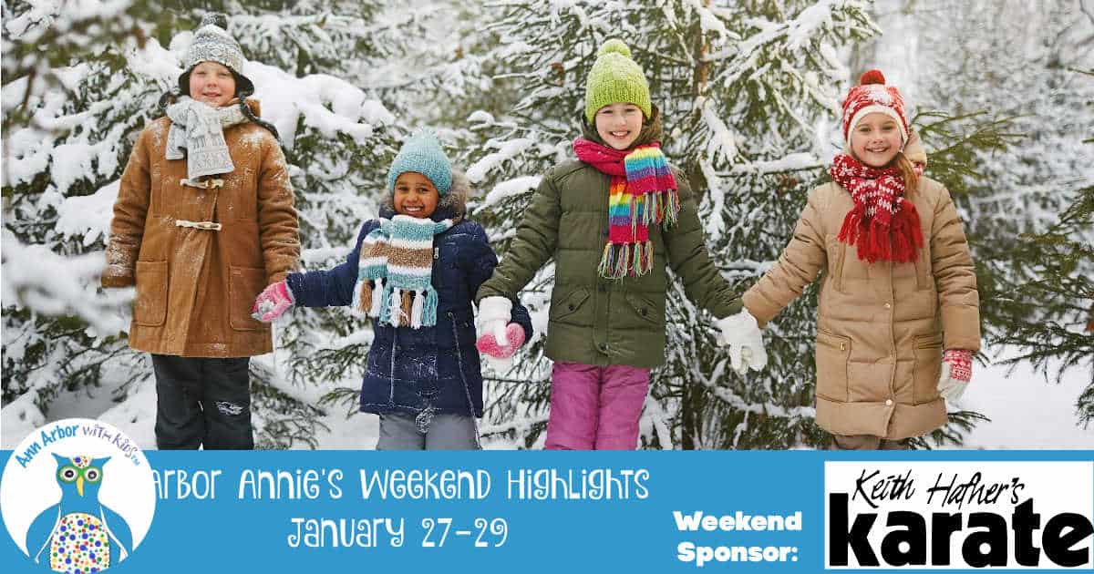Arbor Annie's Weekend Highlights - January 27-29 Weekend Sponsor: Keith Hafner's Karate - Group of girls holding hands in snowy woods
