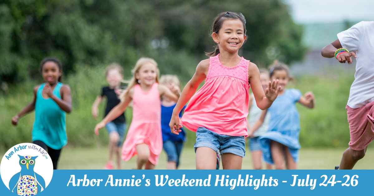 Arbor Annie's Weekly Highlights -July 24-26 - Kids on playground run towards camera