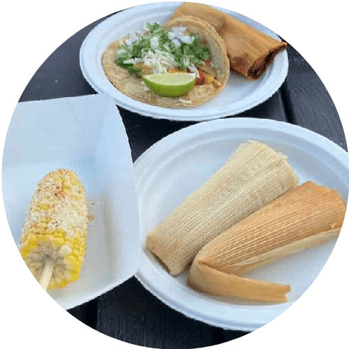 Chela's Food - Elote- 2 tamales - tamale & taco