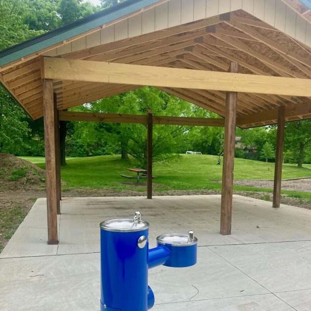 Ellsworth Park - Pavilion on concrete pad with water fountain