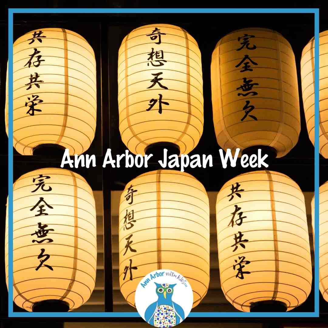 Ann Arbor Japan Week - a series of lit Japanese lanterns in two rows.