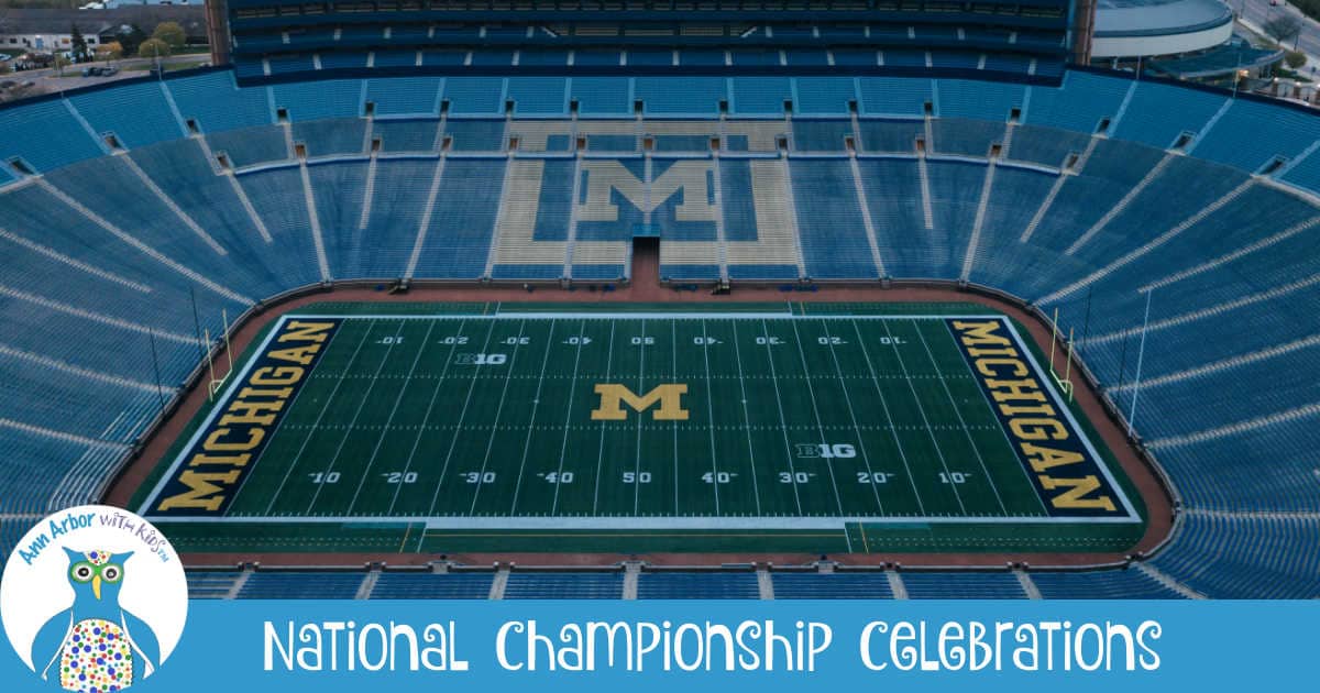 Aerial photo of empty Michigan Stadium - Michigan Football National Championship Celebrations