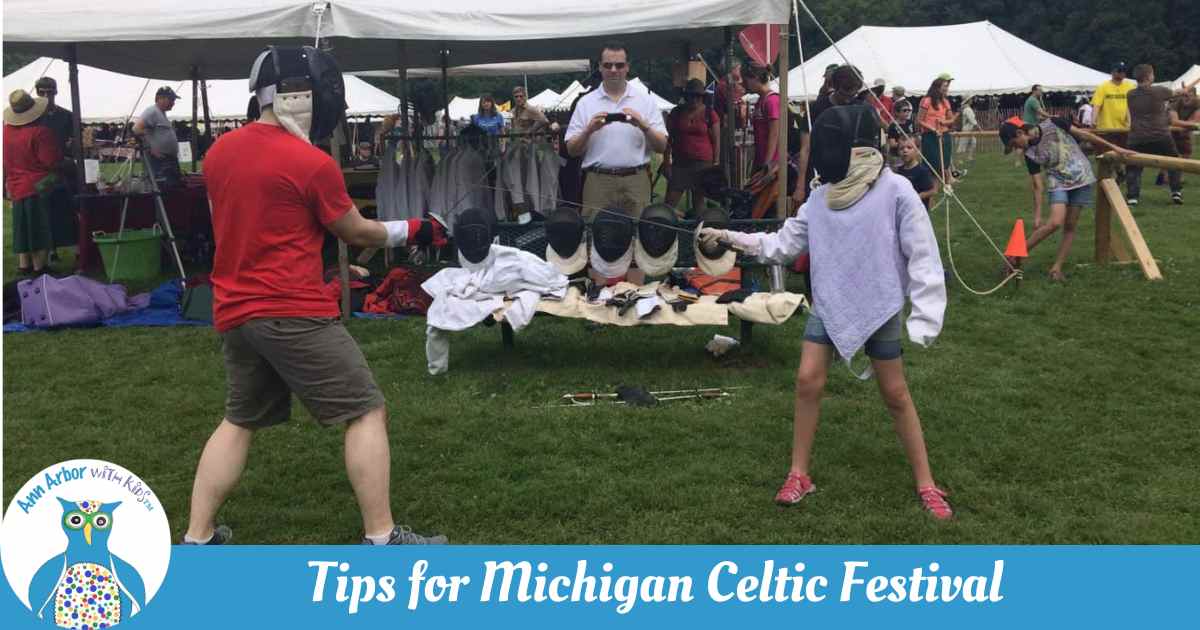 Tips for Michigan Celtic Festival - Fencing Lesson in grass in front of a a tent