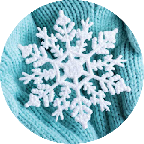 Gloved Hands holding snowflake